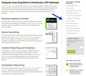 ExactHire website sidebar resources