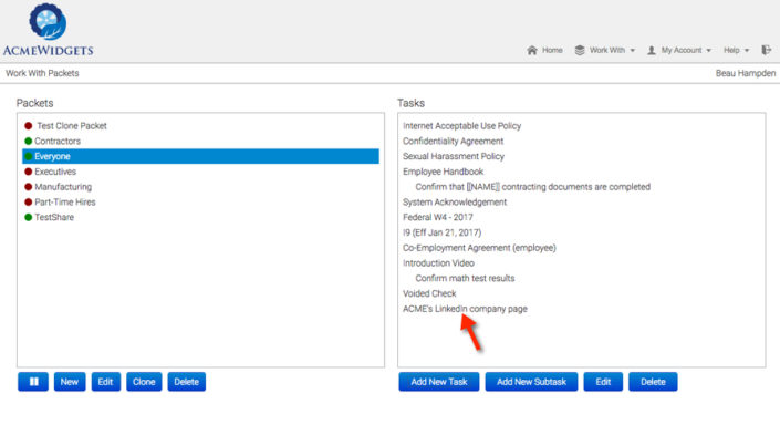 Onboarding Software | Task for Packet